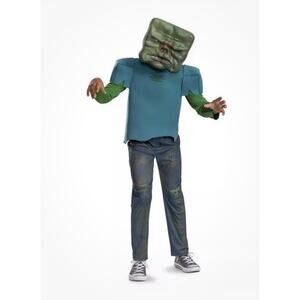 Minecraft Movie Zombie Costume Kids Sz M 7-8 Glow In The Dark Mask Costume NWT